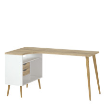 Desk 2 Drawer in White and Oak