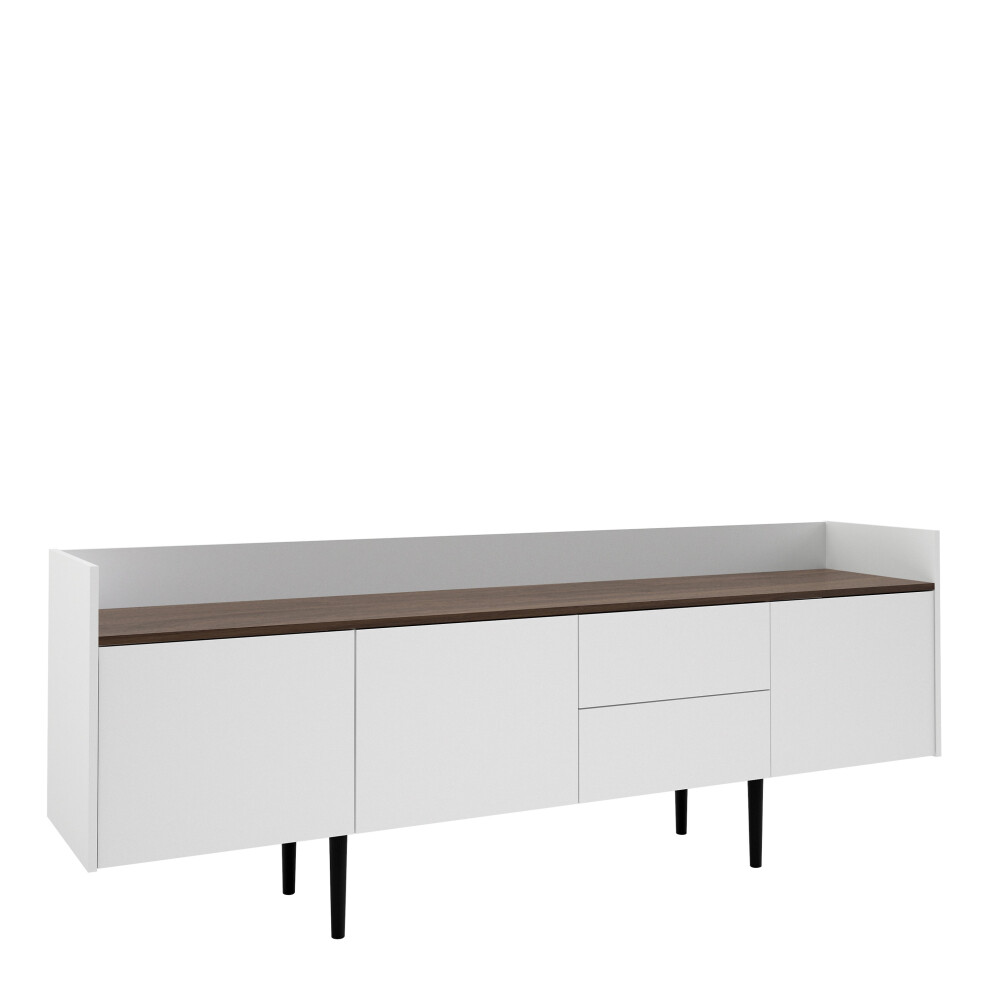 Sideboard 2 Drawers 3 Doors in White and Walnut