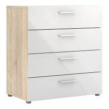 Chest of 4 Drawers in Oak with White High Gloss