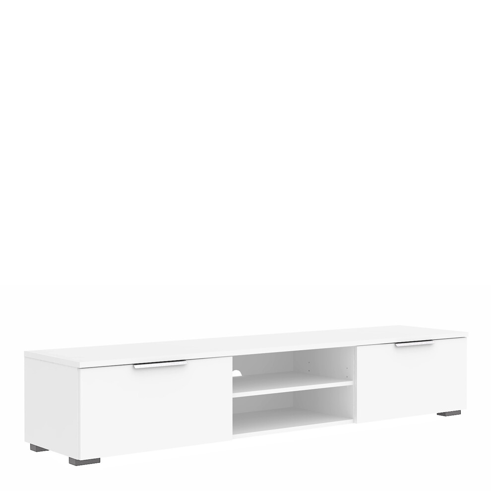 TV Unit 2 Drawers 2 Shelf in White High Gloss