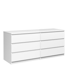Wide Chest of 6 Drawers (3+3) in White High Gloss