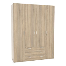 Wardrobe - 4 Doors 3 Drawers in Oak