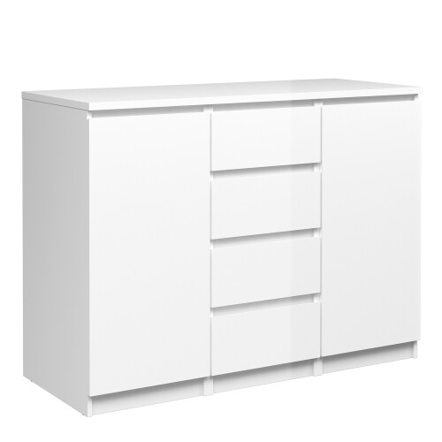 Sideboard - 4 Drawers 2 Doors in White High Gloss