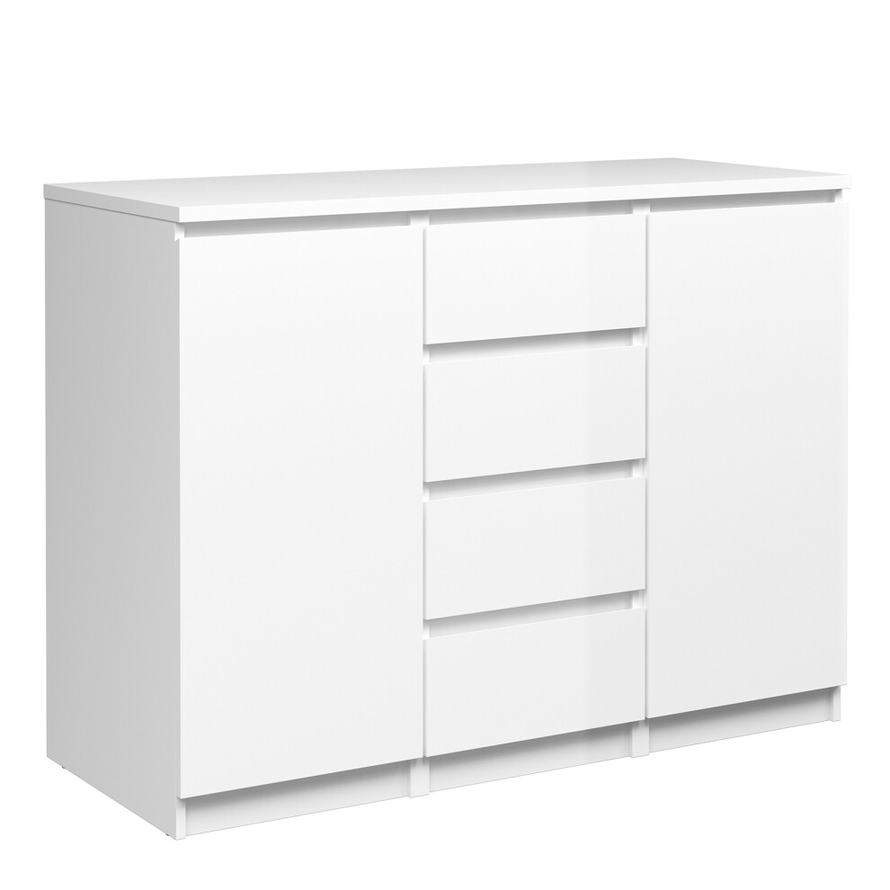 Sideboard - 4 Drawers 2 Doors in White High Gloss