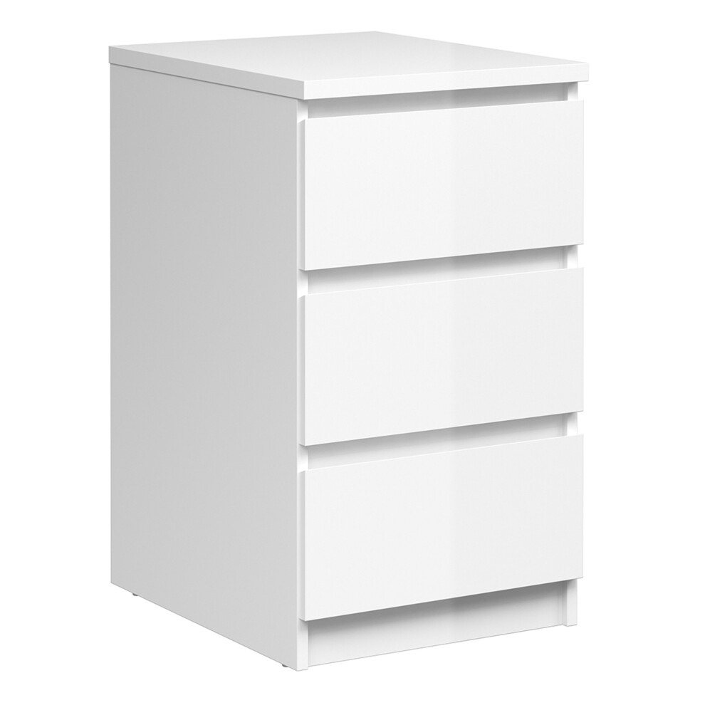 Bedside - 3 Drawers in White High Gloss