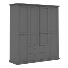 Wardrobe with 4 Doors & 2 Drawers in Matt Grey