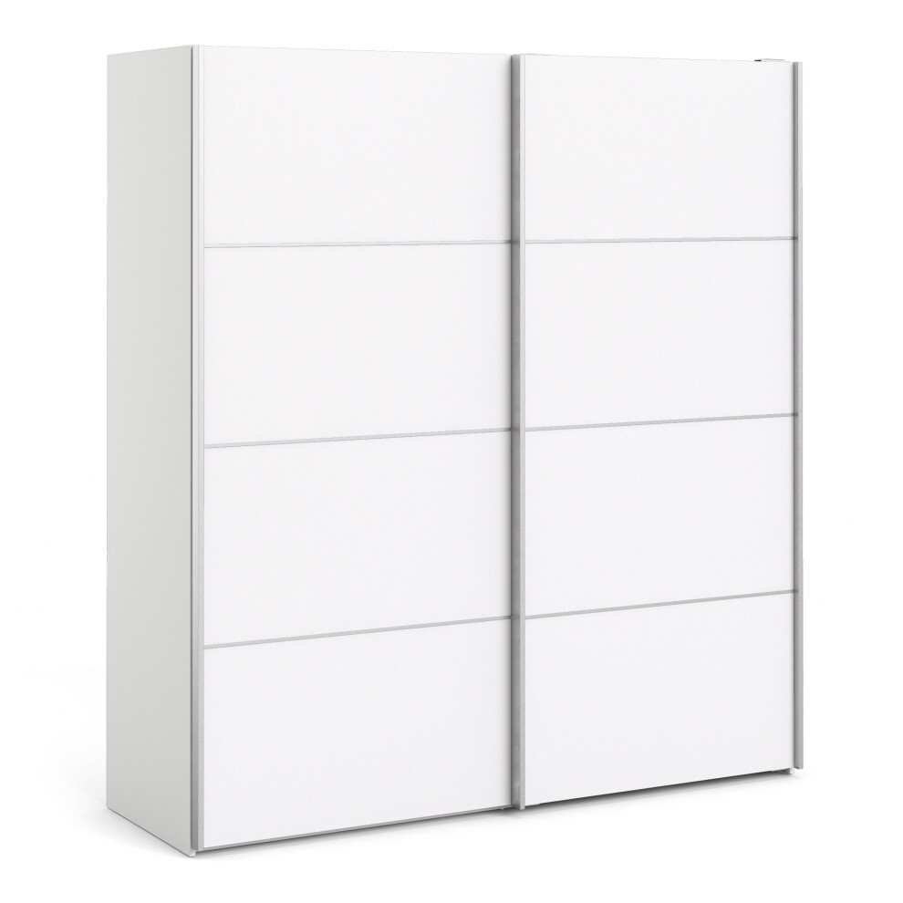 Sliding Wardrobe 180cm in White with White Doors with 5 Shelves
