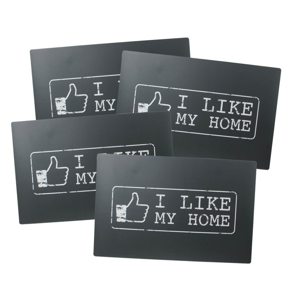 Set of 4 I Like My Home Grey Novelty Table Placemats Kitchen Dining Gift Idea 