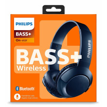 Philips SHB3075BL/00 on-ear Bluetooth headphones powerful basses built-in microphone adjustable headband Blue