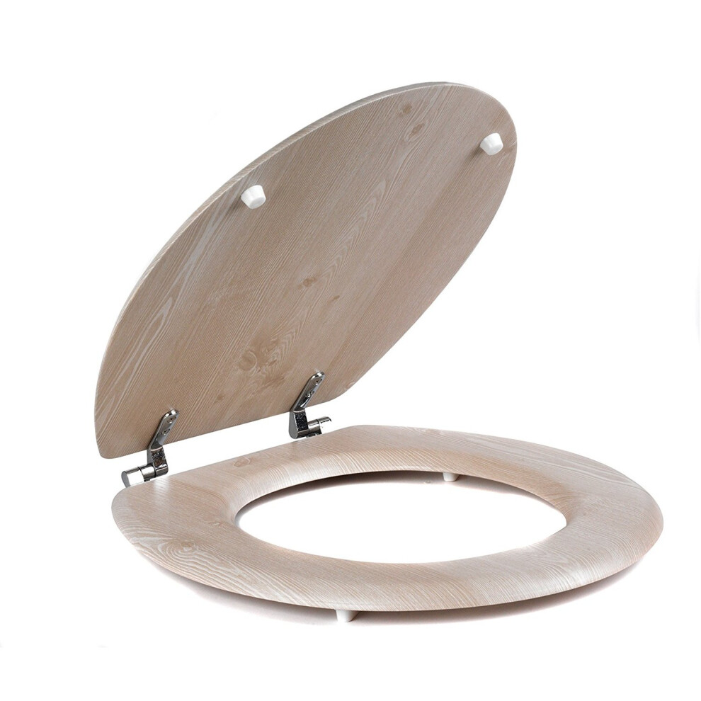 Beldray White Oak Veneer Toilet Seat Standard Oval Shape Easy Strong Alloy Fit