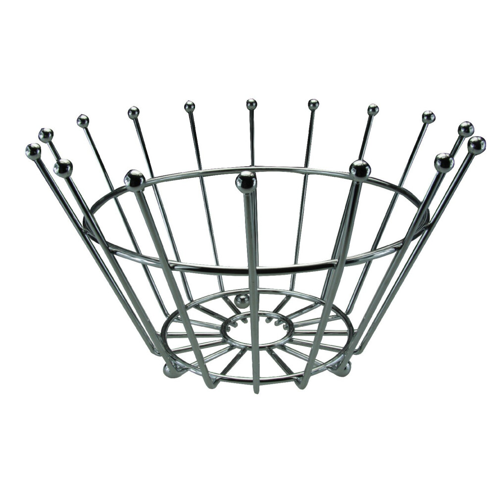 Kitchen Chrome Crown Fruit Serving Bowl Storage Rack Stand Table Display Holder