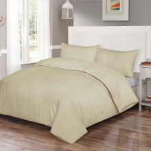 (Latte, Single) Soft Hotel Quality Satin Stripe T300 Egyptian Cotton Duvet Cover with Pillowcases