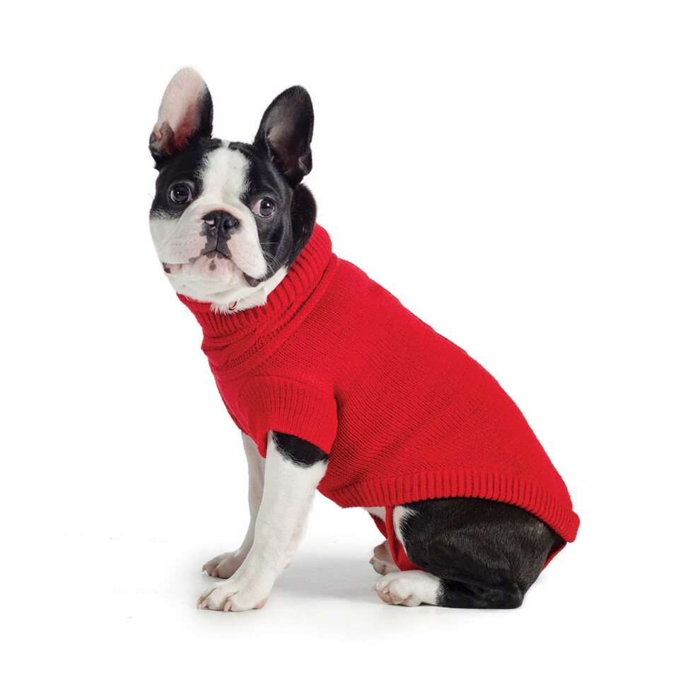 (Large, Red) Ancol Pet Products Muddy Paws Cable Knit Dog Sweater