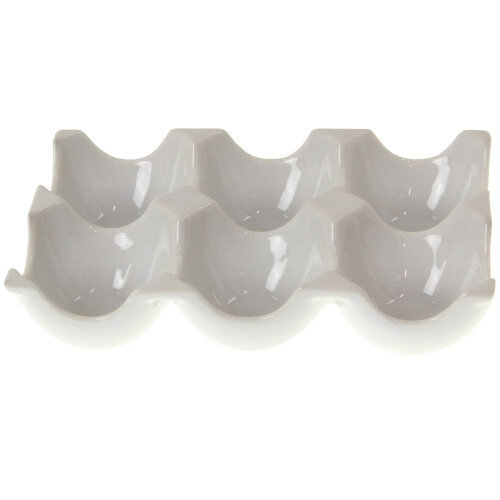6 Piece Ceramic Kitchen Chicken Eggs Tray Case Holder Storage Container White