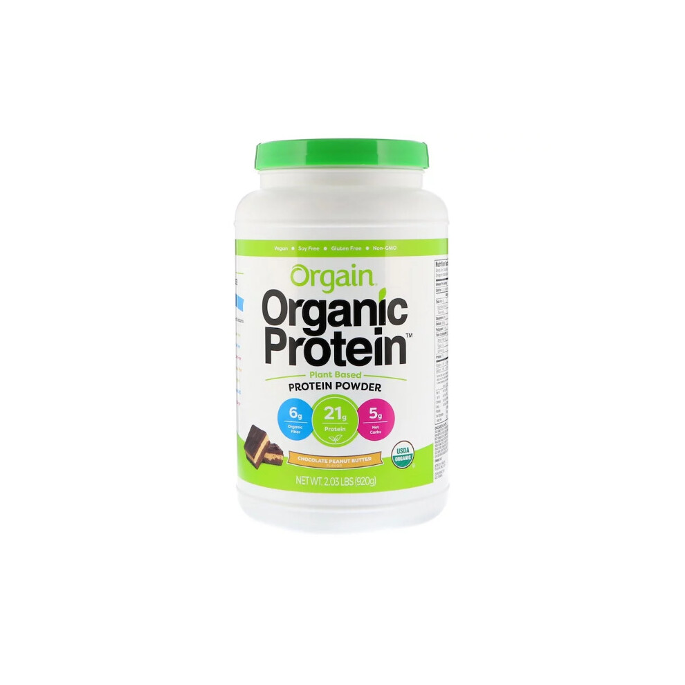 Orgain, Organic Protein Powder, Plant Based, Chocolate Peanut Butter