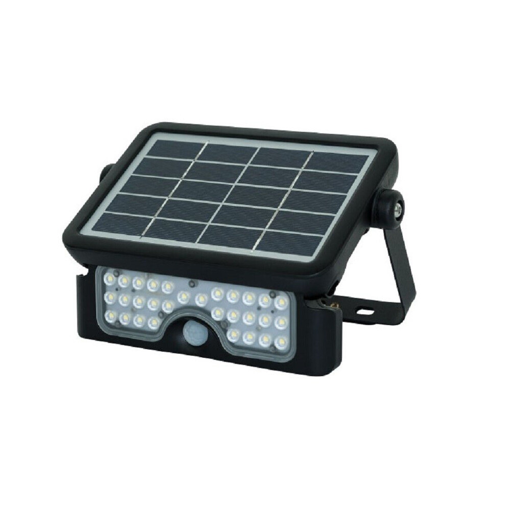 Luceco Ip65 Rated Solar Guardian Floodlight With Pir, Black, 5W