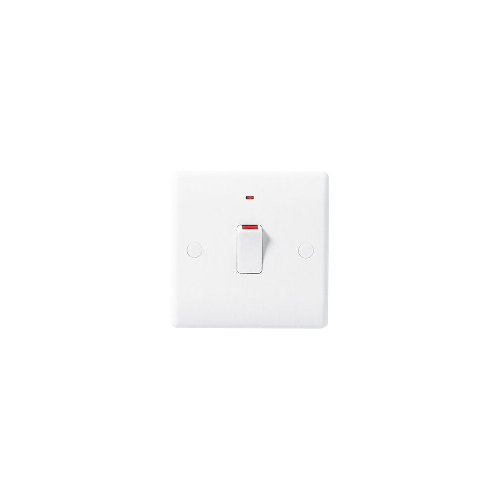 BG Nexus White Moulded 20A Single Double Pole Switch, Neon Indicator