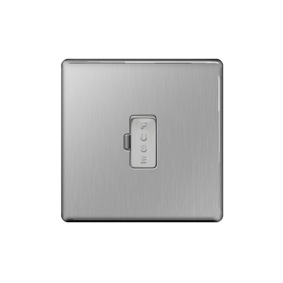 BG Electrical Unswitched Fused Spur Connection Unit, Double Pole, Screwless Front Plate, Slim Profile, Premium Flatplate, Brushed Steel, 13A, FBS54 - Image 4