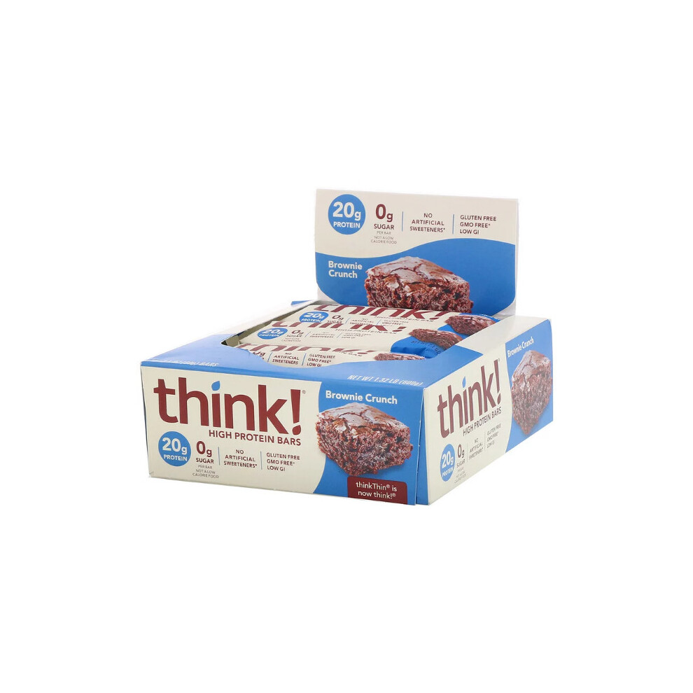 Thinkthin , High Protein Bars, Brownie Crunch, 10 Bars, (60G Each)