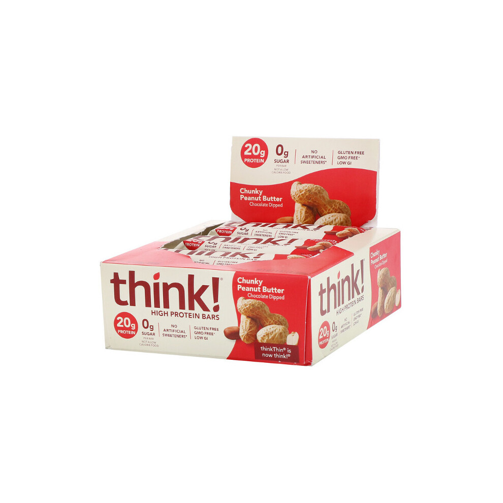 Thinkthin , High Protein Bars, Chunky Peanut Butter, 10 Bars, (60G)