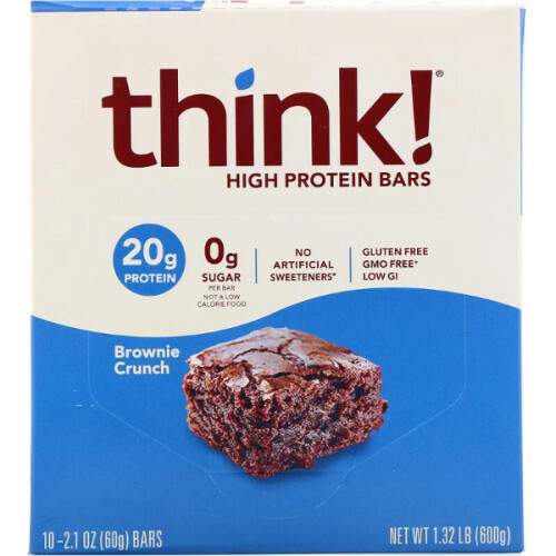 ThinkThin, High Protein Bars, Brownie Crunch, 10 Bars, (60g each) 1