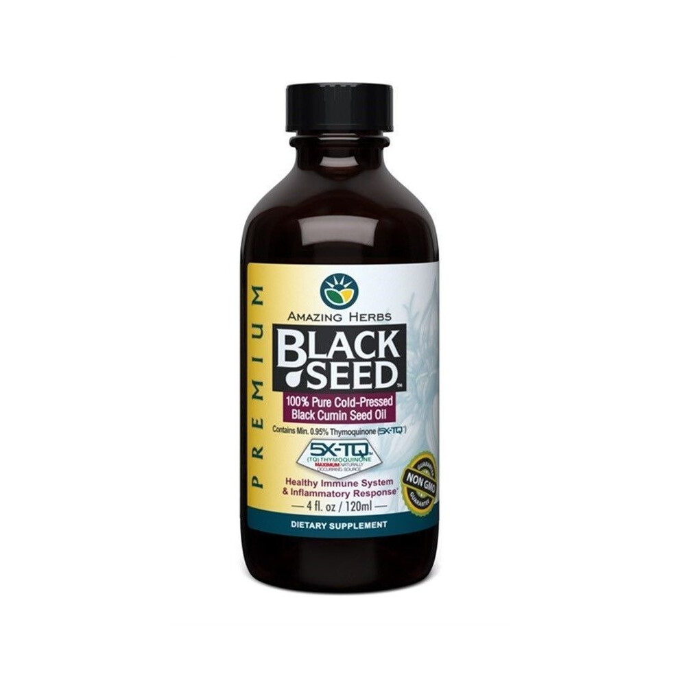 Amazing Herbs Black Seed Cold-Pressed Oil Helps Immunity New & Sealed 4Oz