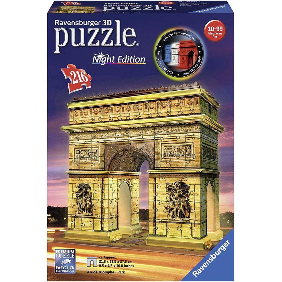 Ravensburger Arc De Triomphe - Night Edition, 216pc 3D Jigsaw Puzzle