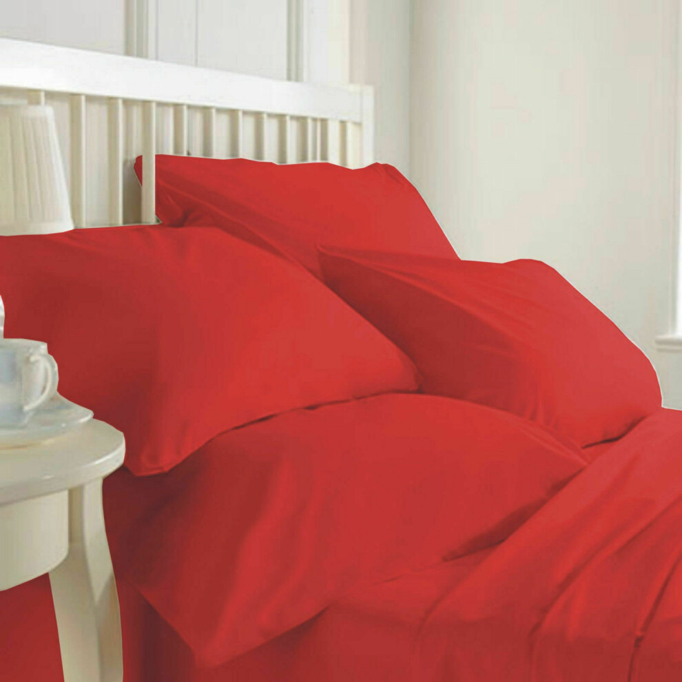 (Red, Super-King) Luxury quality 100% Pure Egyptian Cotton T200 Duvet Cover with pillowcases