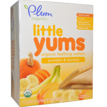 Plum Organics, Organic Teething Wafers, Pumpkin & Banana, 6 Packs