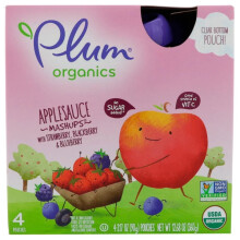 Plum Organics, Applesauce Mashups with Strawberry,Blackberry&Blueberry