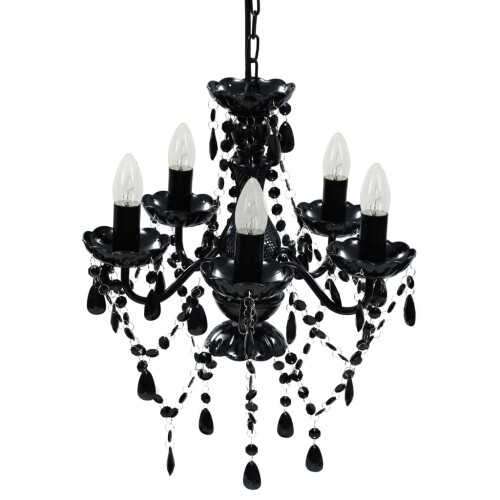 VidaXL vidaXL Black 5 Bulb Crystal Chandelier 1