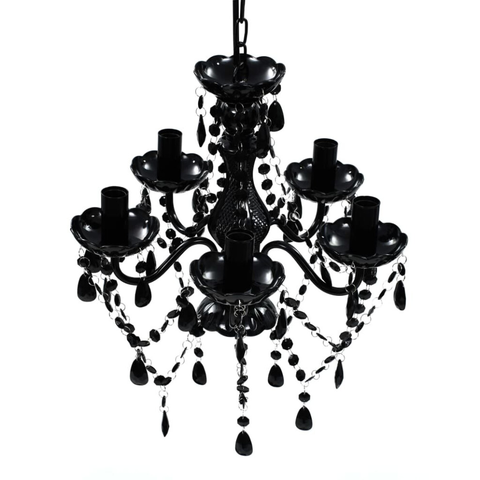 vidaXL Black 5 Bulb Crystal Chandelier