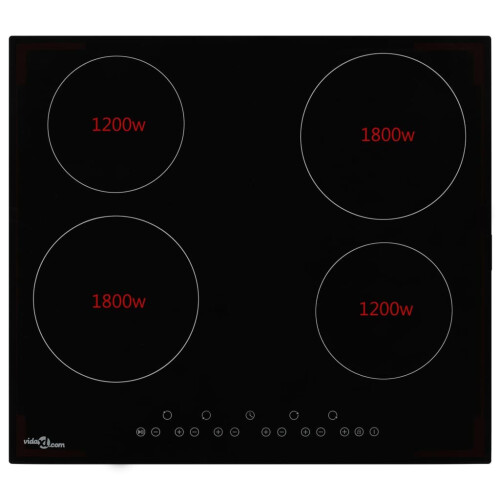 VidaXL vidaXL Ceramic Hob with 4 Burners Touch Control 6000W Kitchen Built-in Zone 1