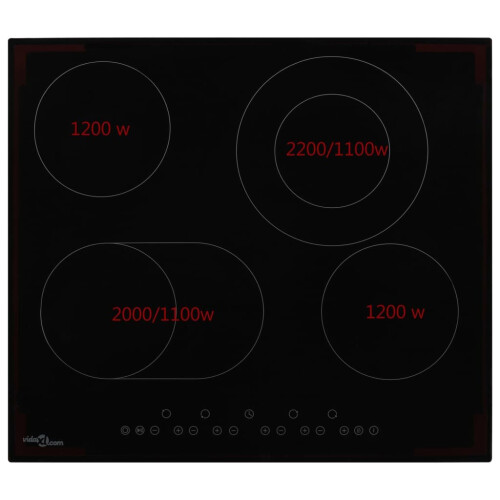 VidaXL vidaXL Ceramic Hob with 4 Burners Touch Control 6600W Kitchen Built-in Zone 1