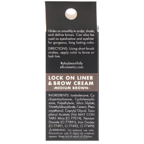 e.l.f. E.L.F., Lock On, Liner And Brow Cream, Medium Brown, (5.5g) 2