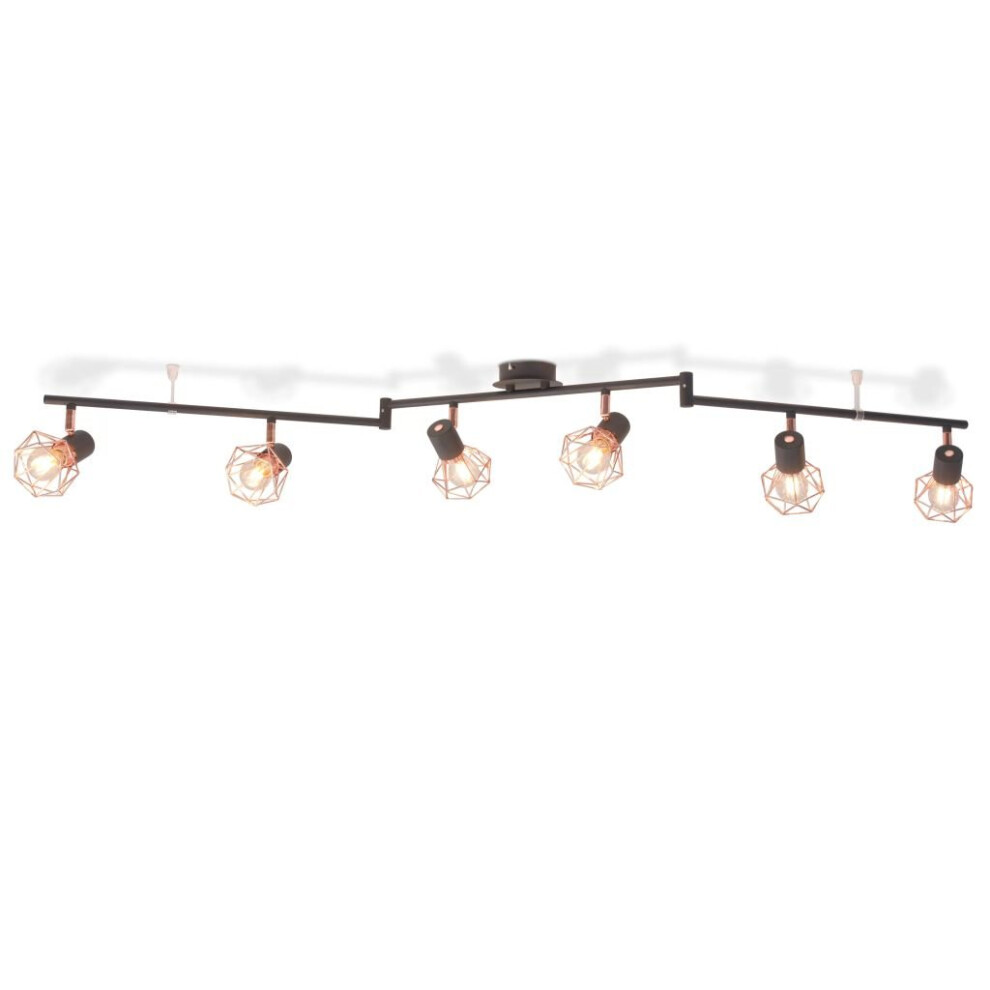 vidaXL Ceiling Lamp with 6 Spotlights E14 Black and Copper Lighting Fixture