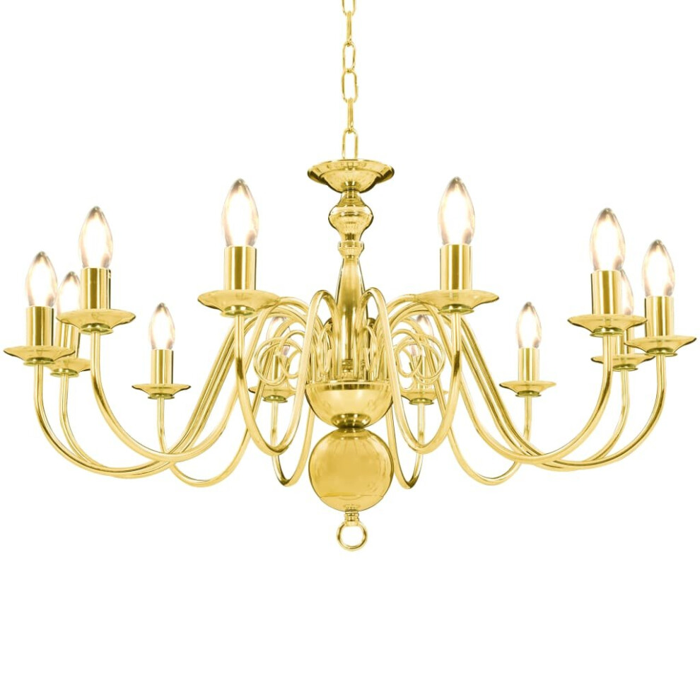 vidaXL Chandelier Golden 12x E14 Bulbs Ceiling Lamp Pendant Light Bedroom