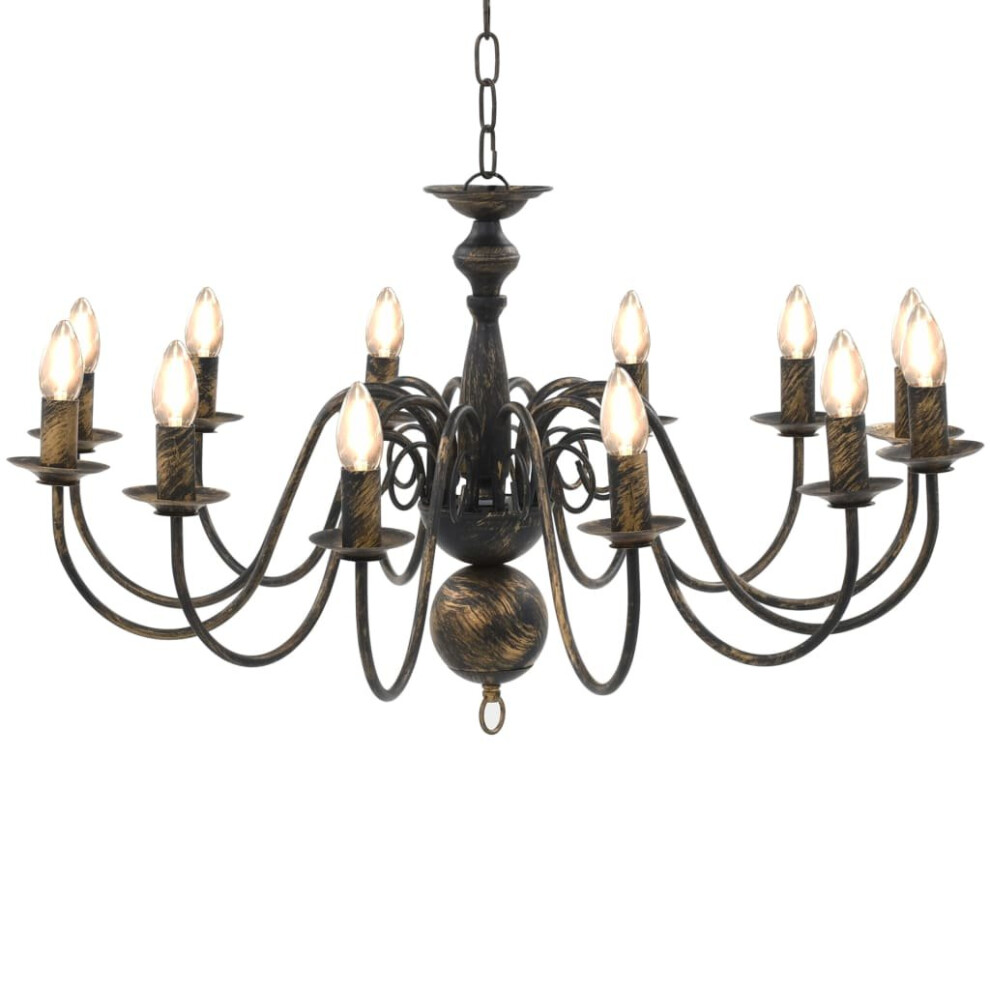 vidaXL Chandelier Antique Black 12xE14 Bulbs Hanging Lamp Pendant Lighting