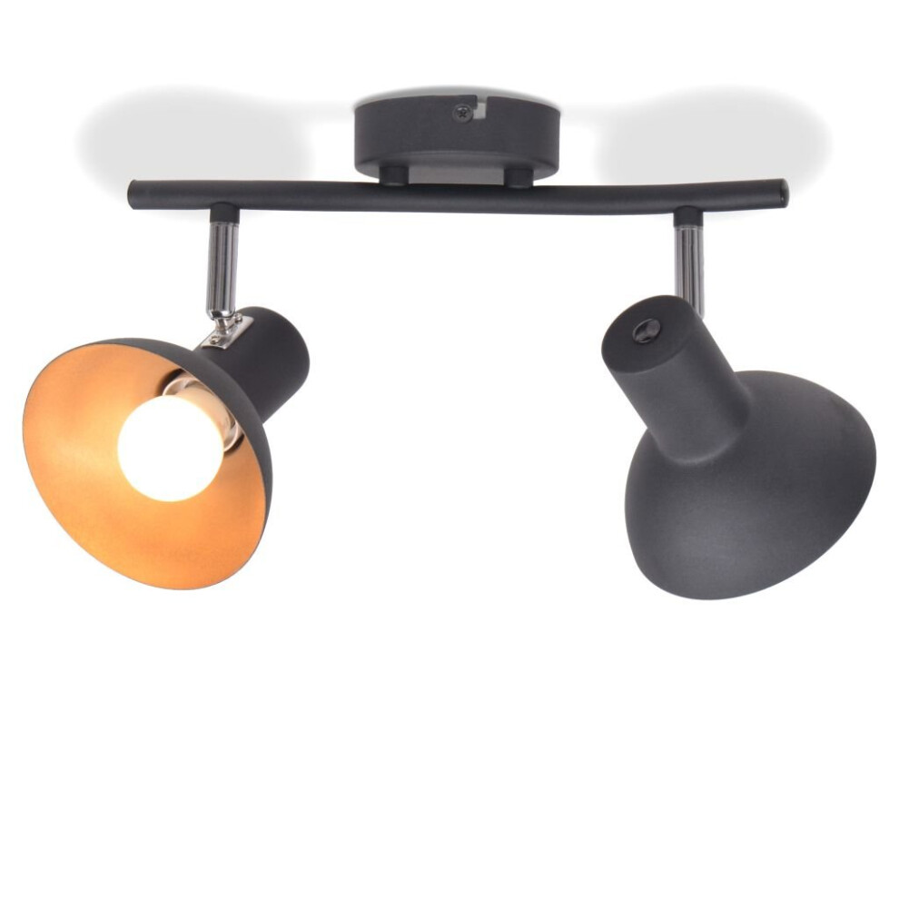 vidaXL Ceiling Lamp for 2 Bulbs E27 Black and Gold Luminaire Lamp Lighting