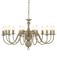 vidaXL Antique White Chandelier, 12-Bulb E14 Pendant Lamp, 80x45 cm, Metal Hanging Fixture - Bulbs Not Included (281620)