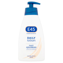 E45 Daily Moisturising Cream Lotion 400 ml – Unscented, Fast-Absorbing, Clinically Proven 24h Moisturisation for Dry & Sensitive Skin