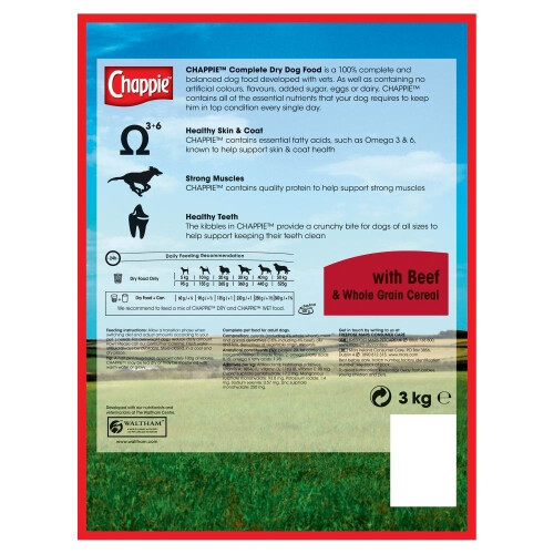 Chappie Dog Complete Dry Dog Food With Beef & Wholegrain Cereal 9kg
