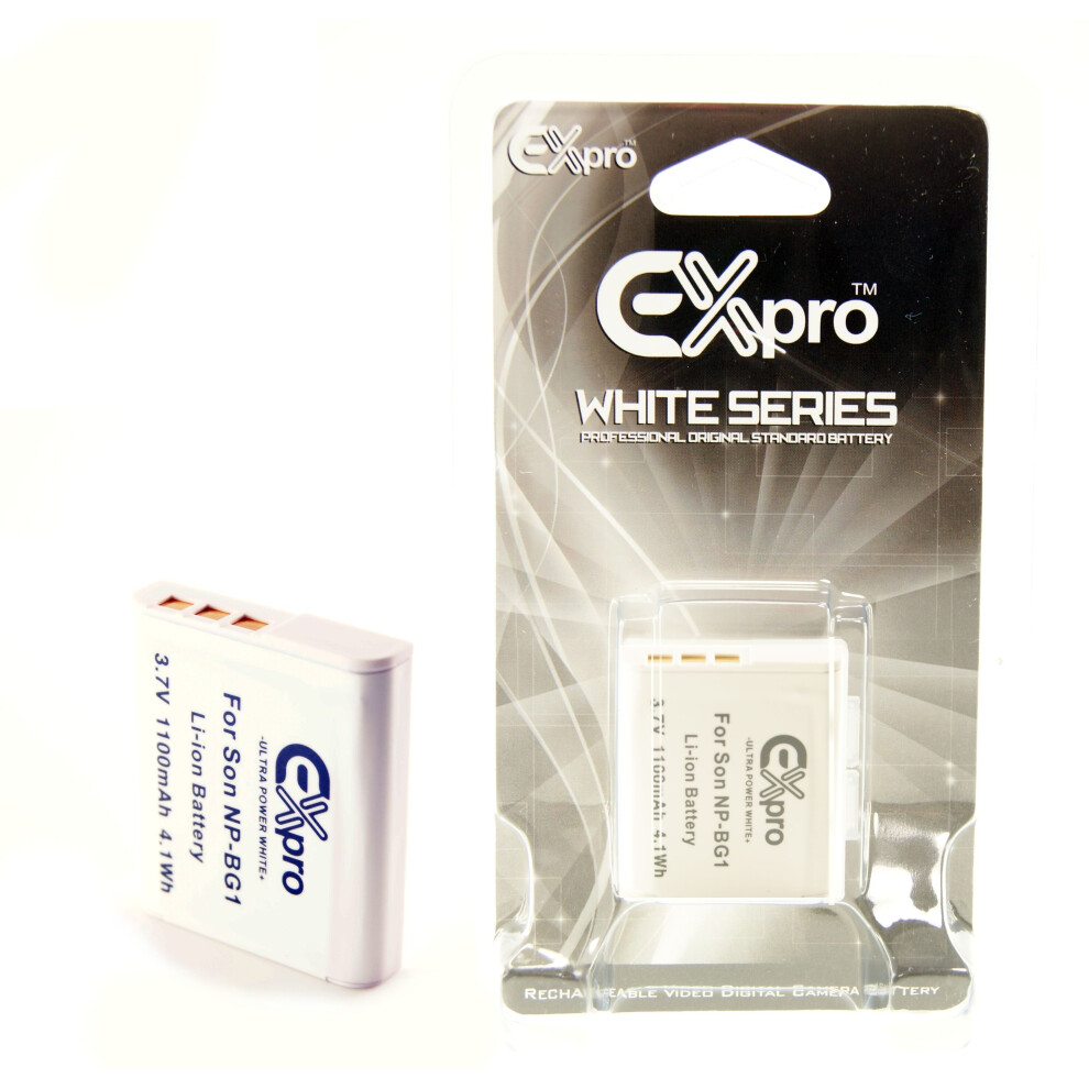 Ex-Pro White Battery NP-BG1 NP-FG1 - Sony DSC-W200 DSC-W210 DSC-W220 DSC-W230