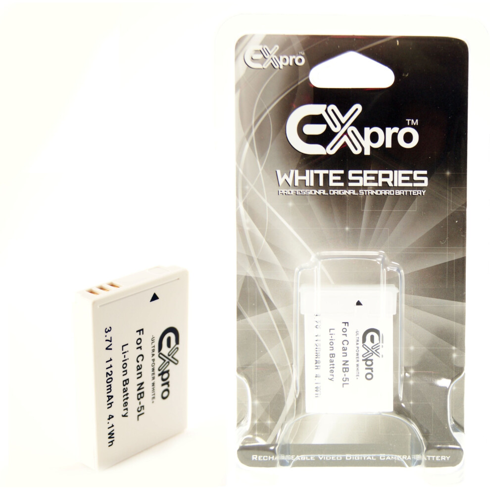 Ex-Pro White Battery NB-5L for Canon IXUS 950 IS 960 IS 970 IS 980 IS