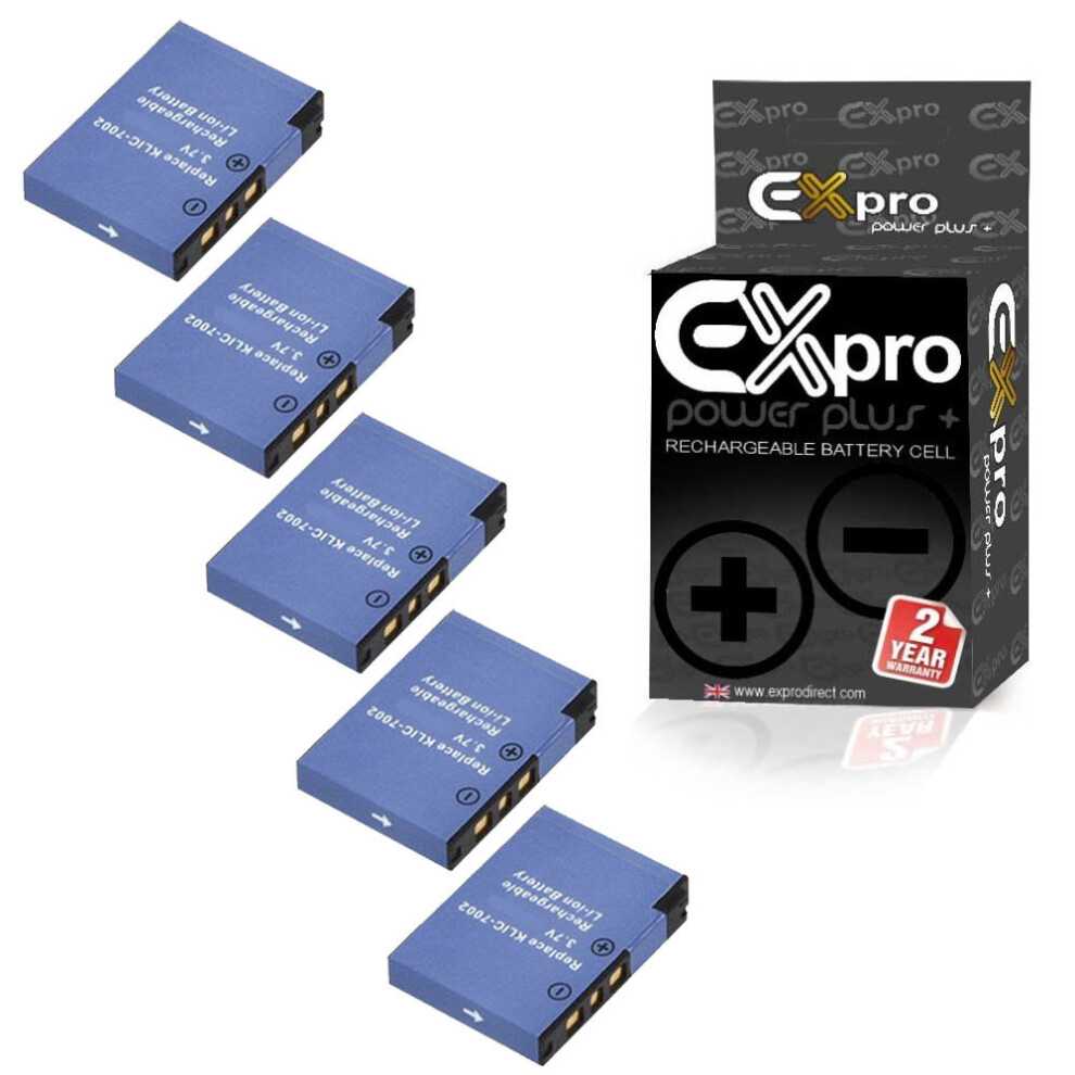 5 X Ex-Pro Camera Battery Klic-7002 Klic7002 For Kodak Easyshare V530 V603 5055329076712