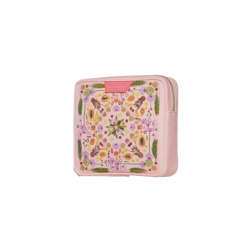 Estee Lauder Pink Fruit and Flower pattern Makeup cosmetic Bag