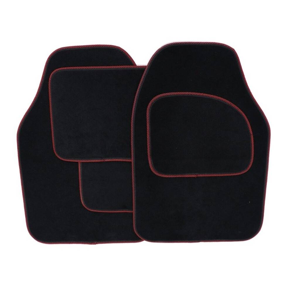 (One Size, Black/Red) Streetwize Velour Car Mat Set (4 Piece)