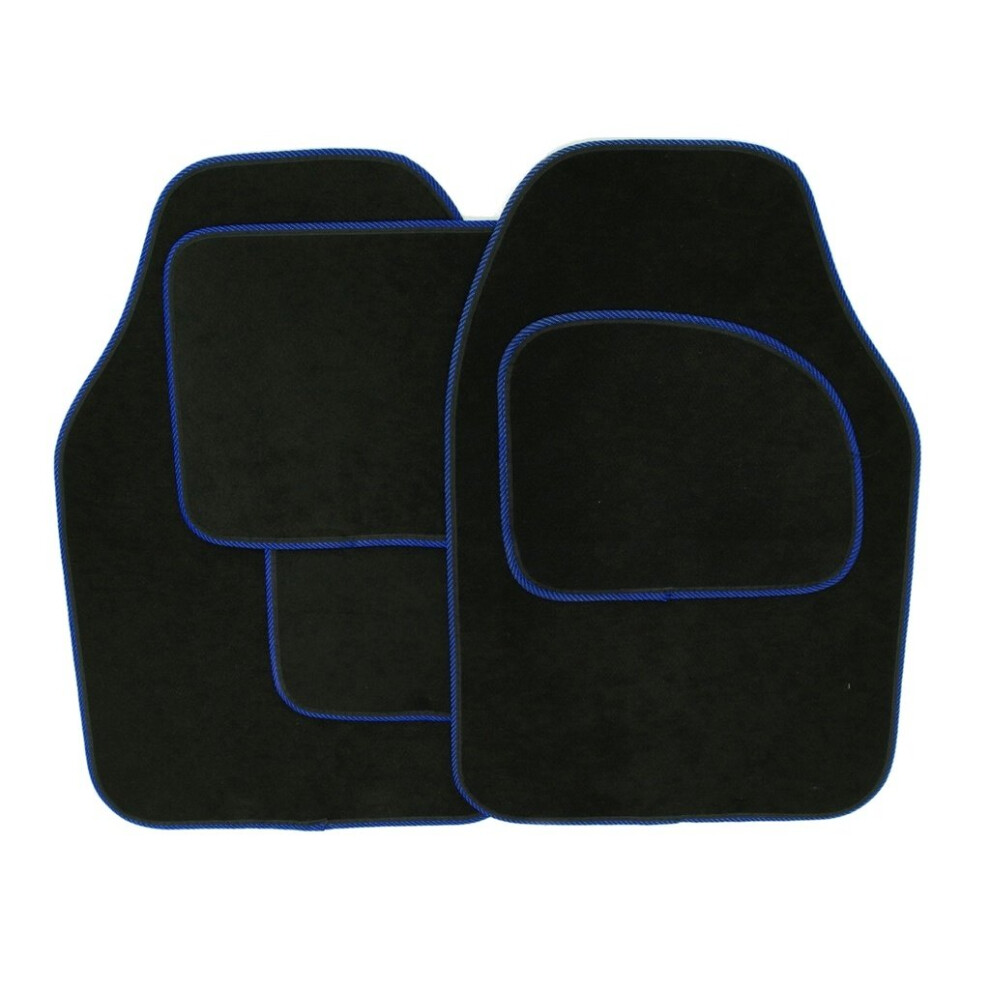 (One Size, ) Streetwize Velour Car Mat Set (4 Piece) Black/Blue 5026637616433