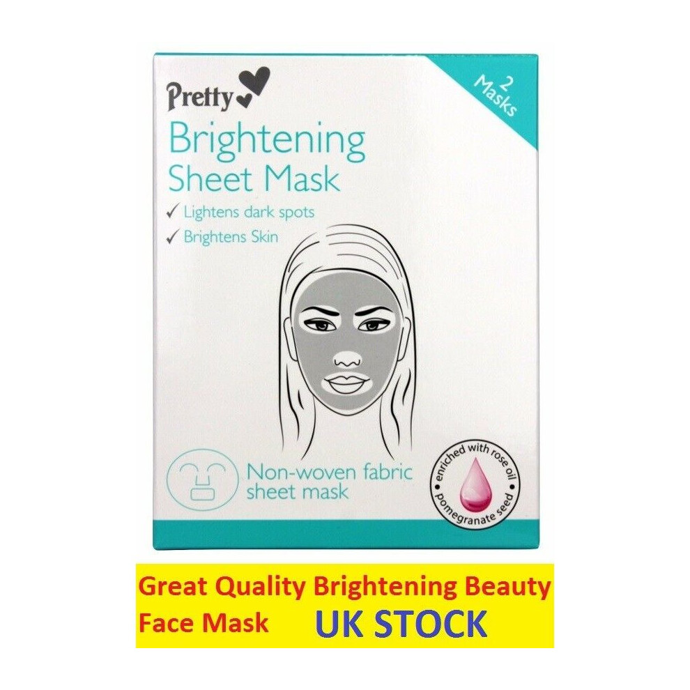 Brightening Sheet Masks Lightens and Brightens with Pomegranate and Rose Oil -  2 Masks per pack