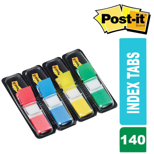 Post-it Index Flags Small with Dispensers Assorted Colours Pack of 140 Flags 1